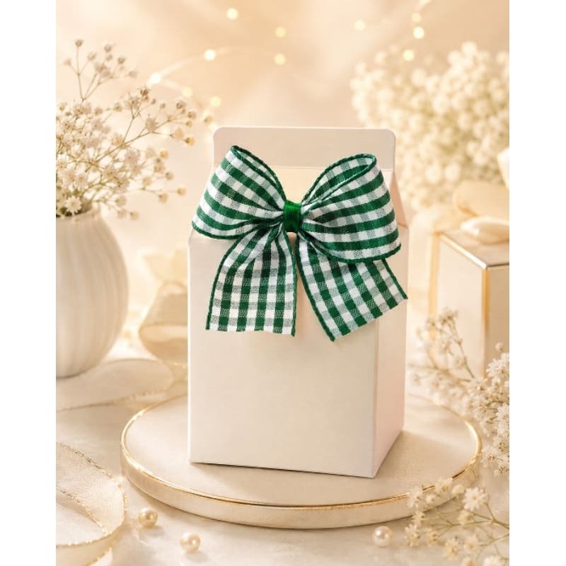 ⭐ Laço Xadrez Poliéster Verde para Lembrancinhas e Embalagens – 8x8cm - Envio Imediato