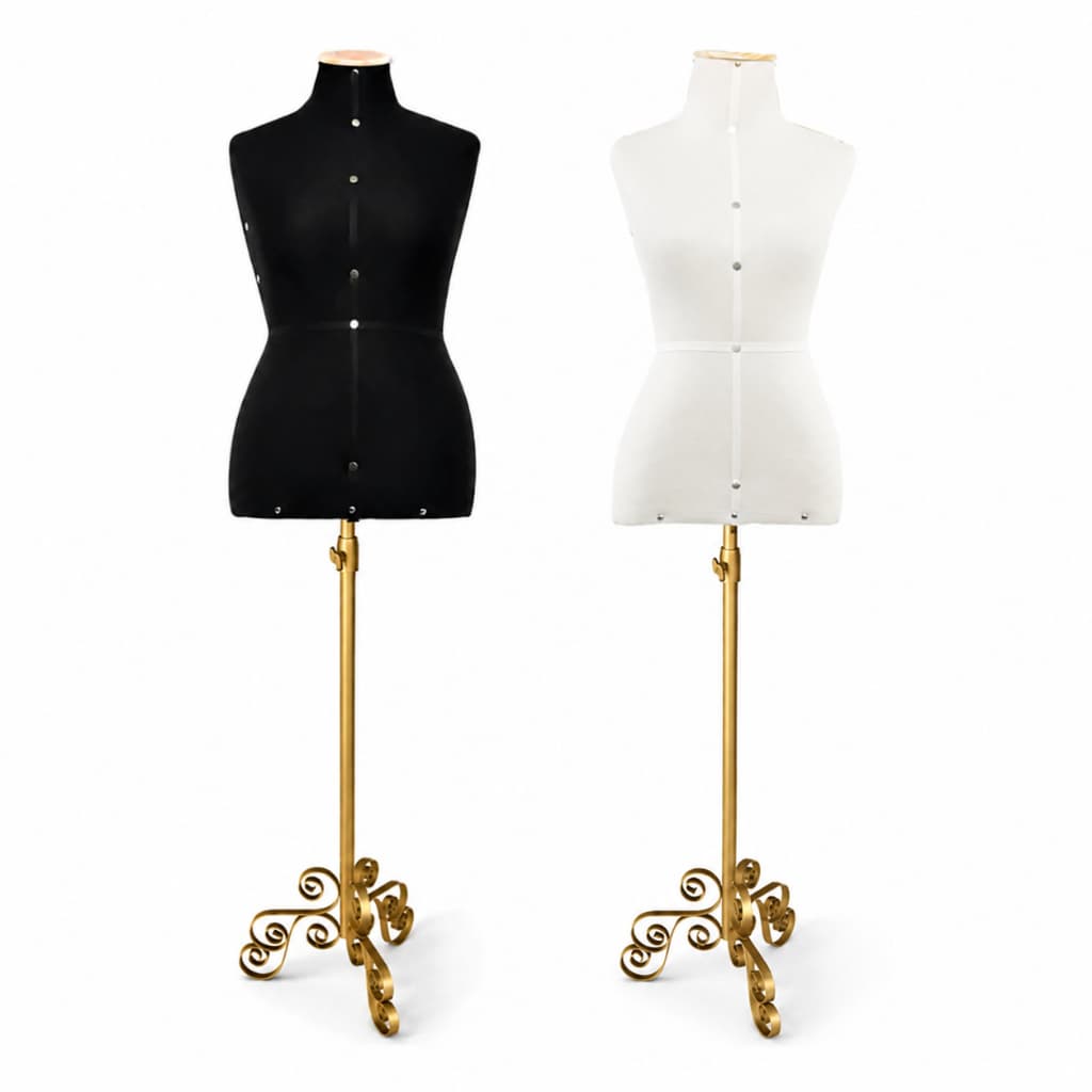 1 Manequim Feminino Busto Costura Moda Vitrine Pedestal Ferro Vintage Dourado