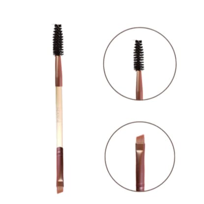 Pincel Duplo para Sobrancelha Pink 21 Chanfrado e Escovinha Maquiagem Profissional