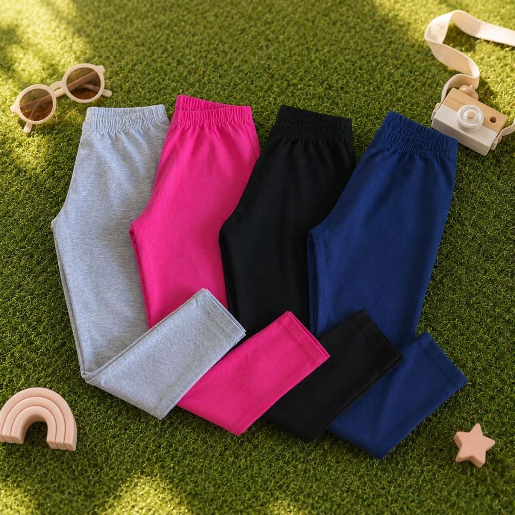 Kit 2 leggings Femininas Infantil Lisa Confortável Alta Qualidade Costura Reforçada
