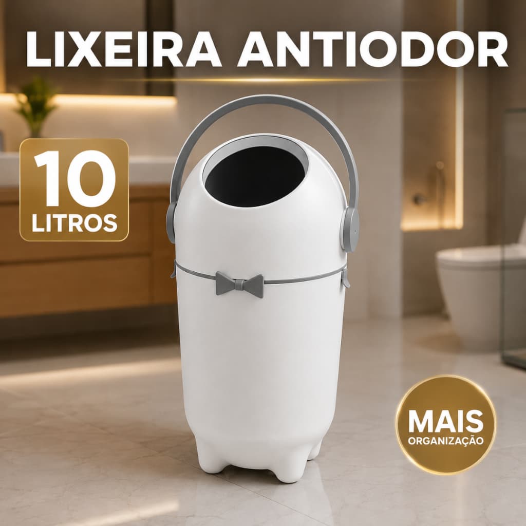 Lixeira 10 Litros Sistema Antiodor Fralda Bebe Banheiro Lixo Magico Anti cheiro Grande