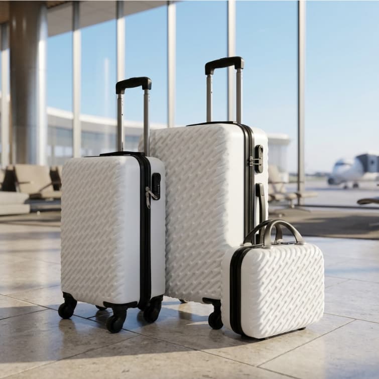 Kit 3 Malas de Viagem M P 14" + Mala de Mão, Rodinhas 360° e Cadeado