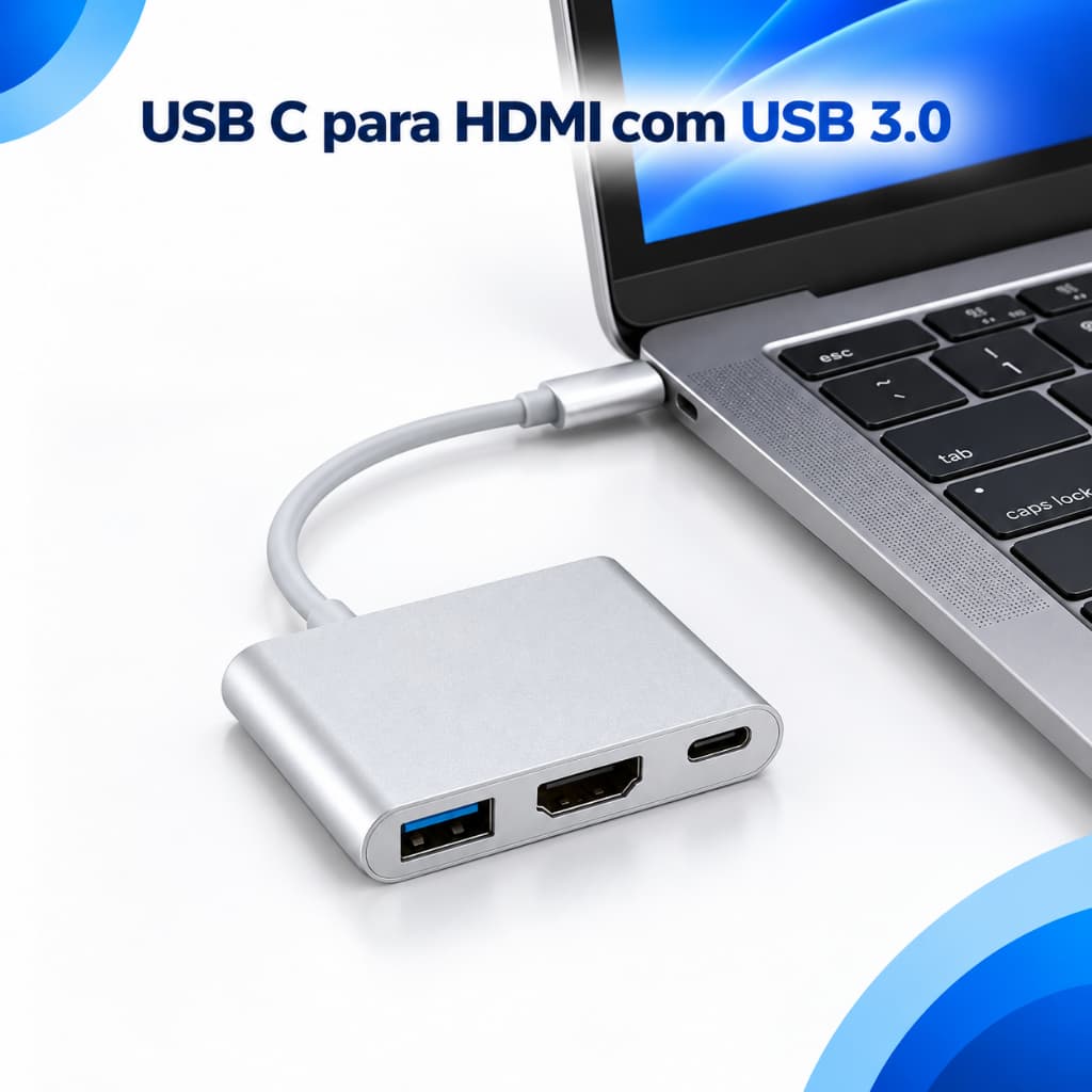 Adaptador USB C para HDMI com USB 3.0