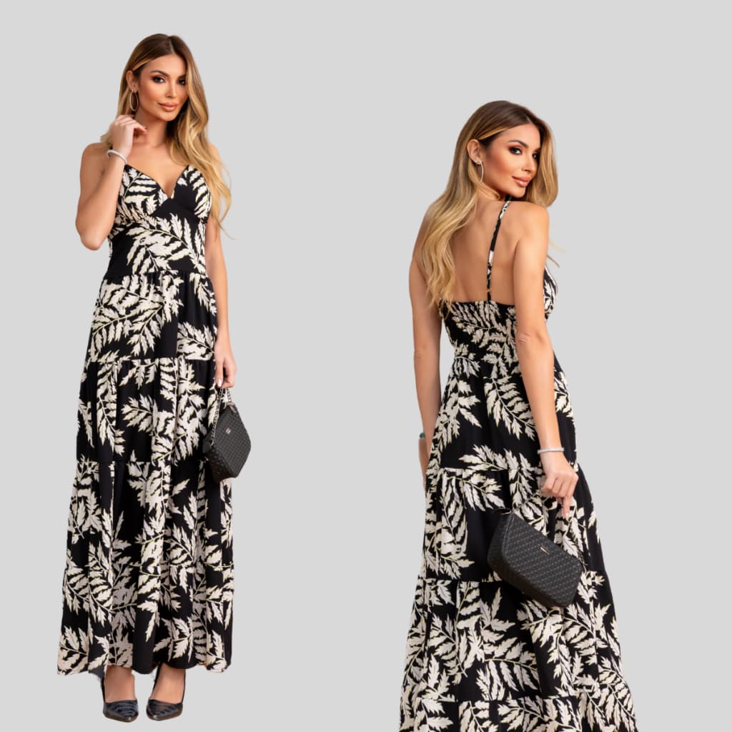VESTIDO LONGO FEMININO ELEGANTE MODERNO CASUAL VERÃO