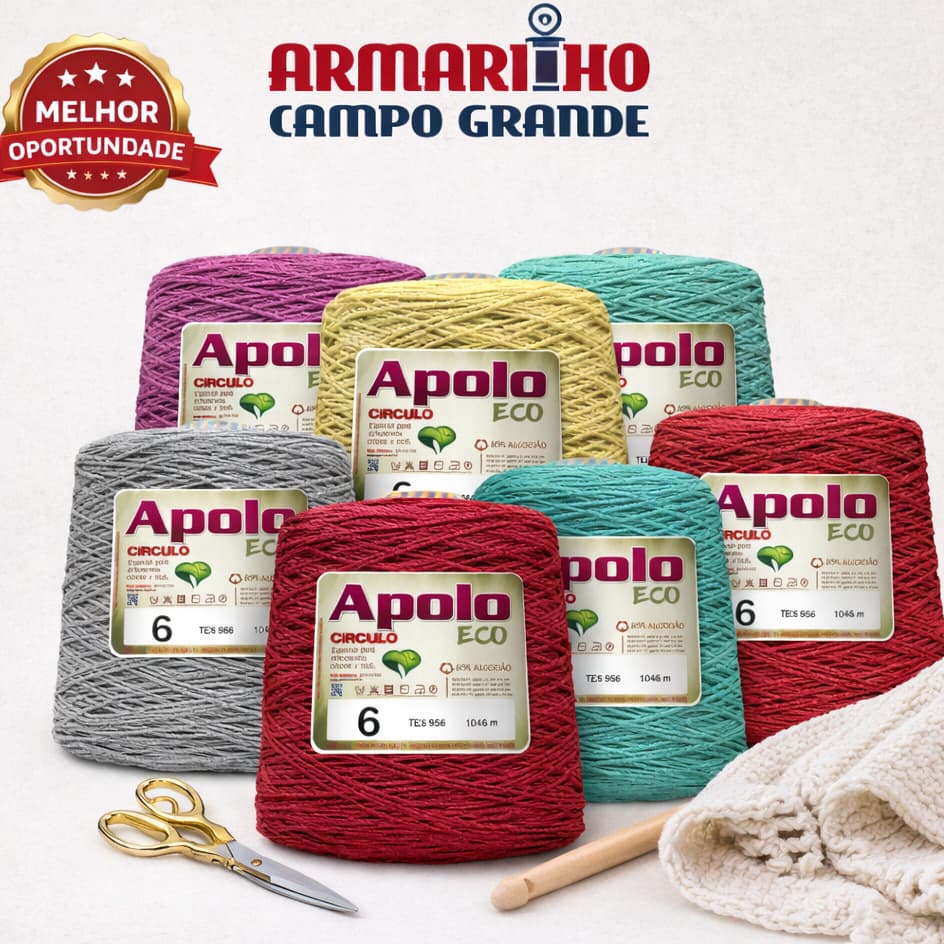 Barbante Apolo Eco Circulo N° 06 1kg - 1016m CORES VARIADAS