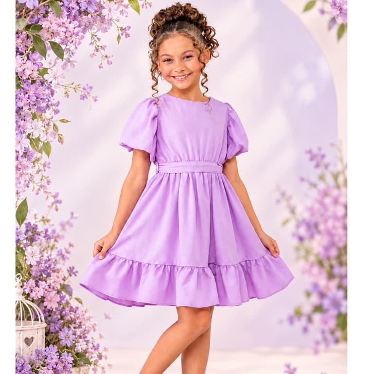 Vestido Infantil  Menina, Princesa,Estampado e Liso, Leve, Confortavél ,Passeio, Festa, Verão. De  4 a 10