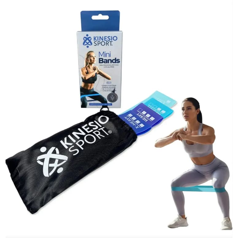 Kit com 4 mini bands elásticas KinesioSport - 25cm x 5cm