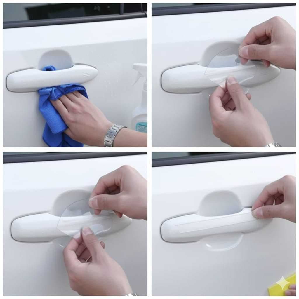Protetor de Quina de Porta PPF + Maçaneta Resinada Automotiva Kit Completo 12 Peças