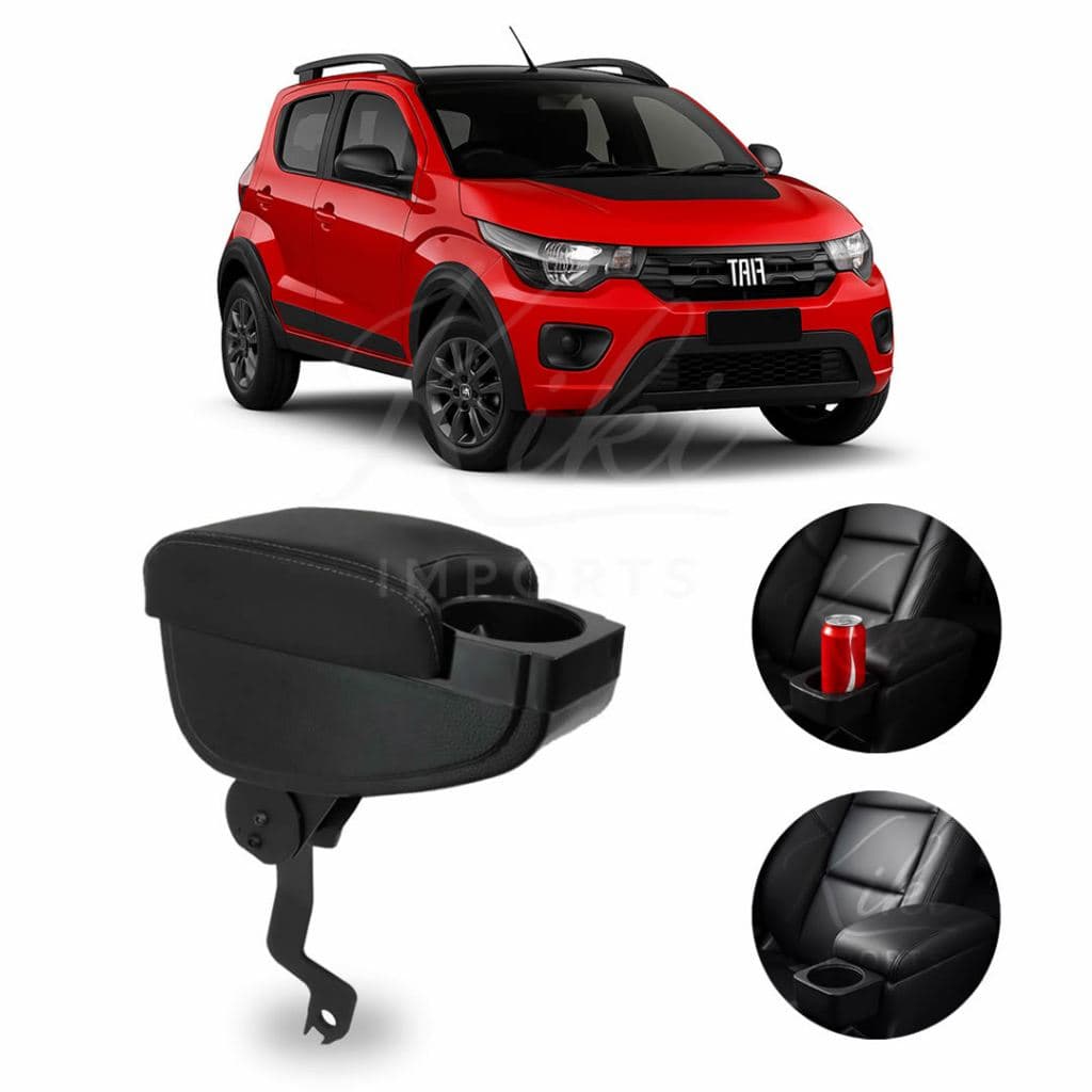 Apoio de Braço Encosto Fiat Mobi e Novo Uno Banco Motorista C/ Porta Copos e Porta Objetos Premium