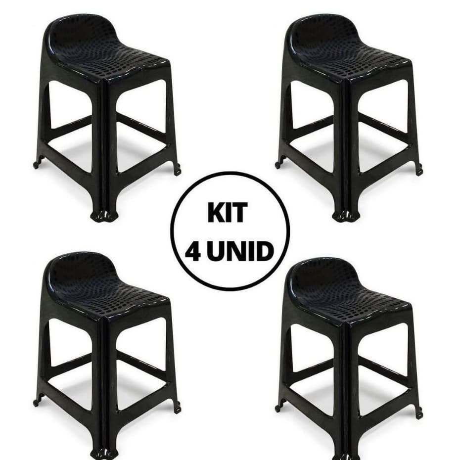 Jogo Com 4 Banquetas Banco Com Encosto Modelo Resistente Para Area Jardim
