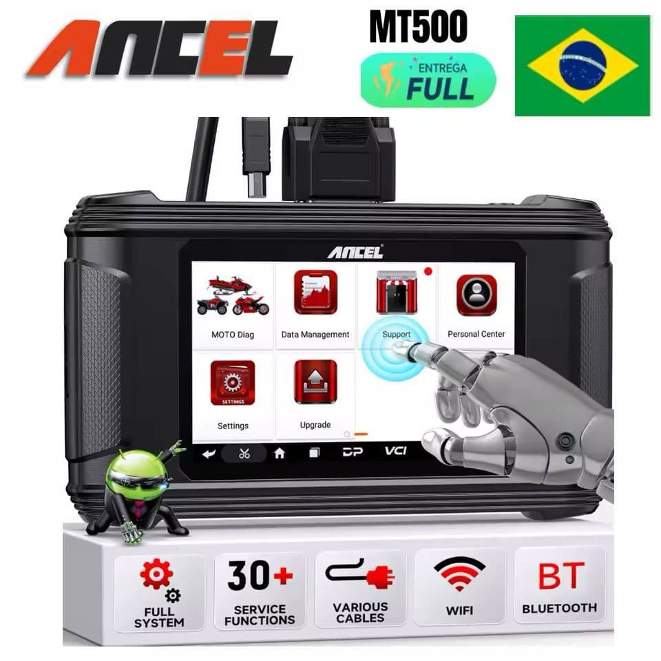 Scanner Para Moto Profissional Ancel MT500 Diagnóstico Sistemas Completos + 30 Resets Nível Concessionária Universal