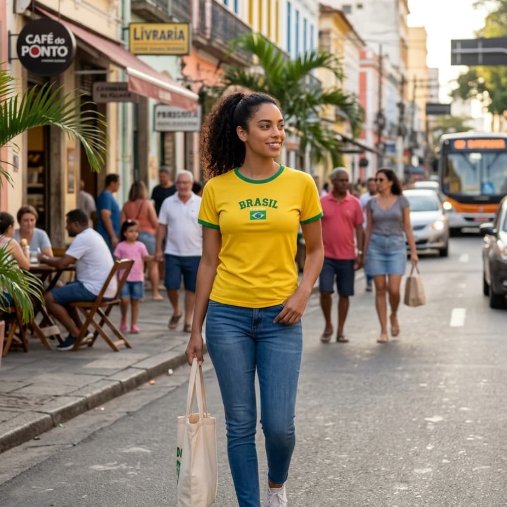 Camiseta Blusa do Brasil Baby Look Seleção Brasileira Algodão 30.1 Copa do Mundo
