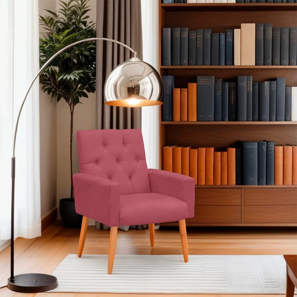 Poltrona Ísis Para Sala Suede Cor Rosê
