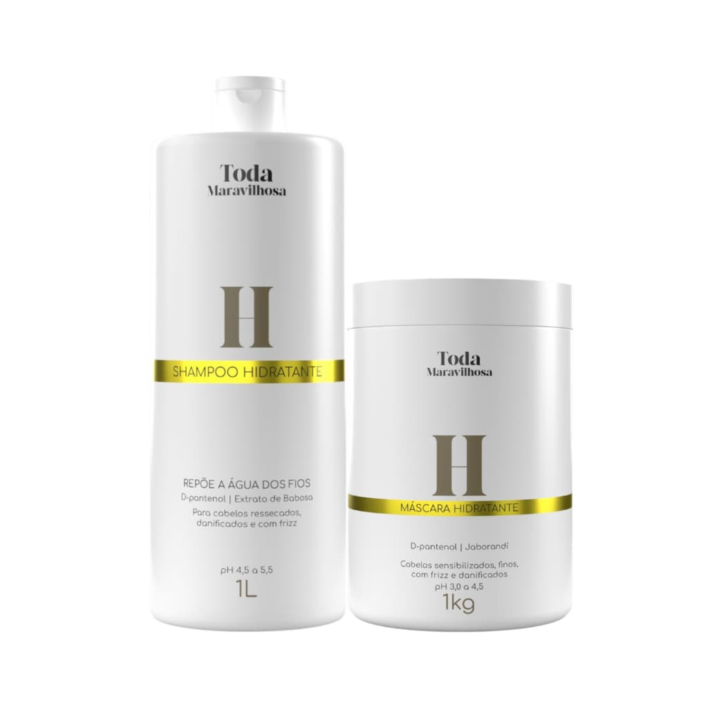 Kit Hidratação Toda Maravilhosa Shampoo 1L + Máscara 1kg Anti Frizz Cabelos Ressecados