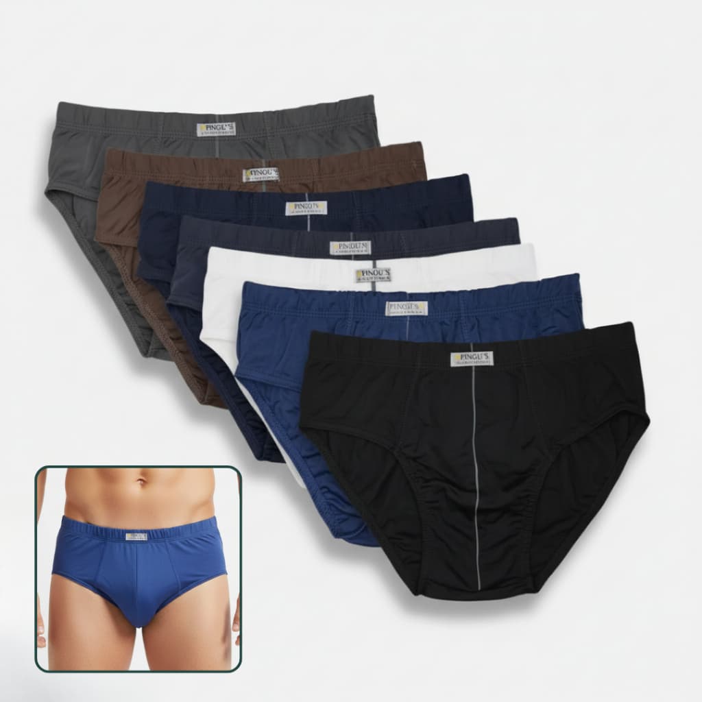 Kit c/ 6 Cuecas Slip Masculina Poliamida Básica Tradicional Pingu's