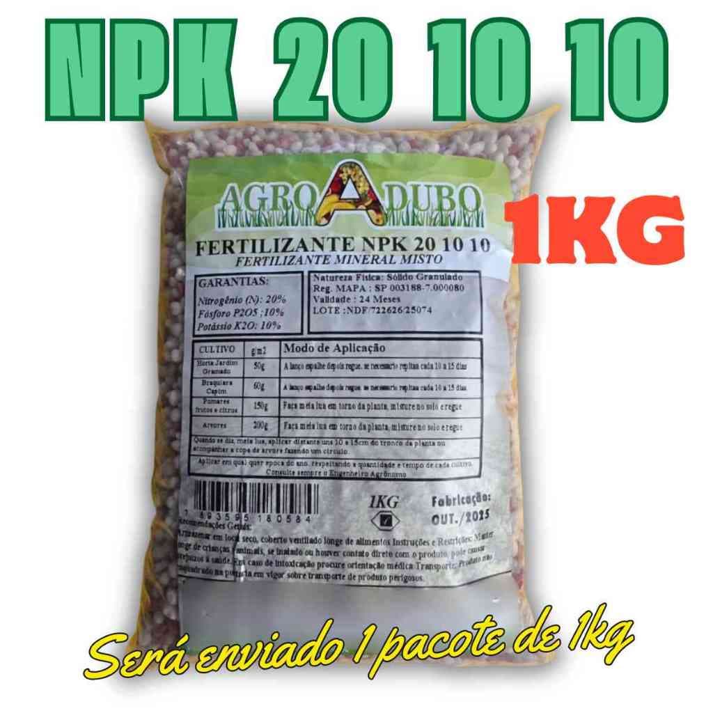 Adubo Npk 20 10 10 - 1Kg Para Cobertura Do Seu Gramado