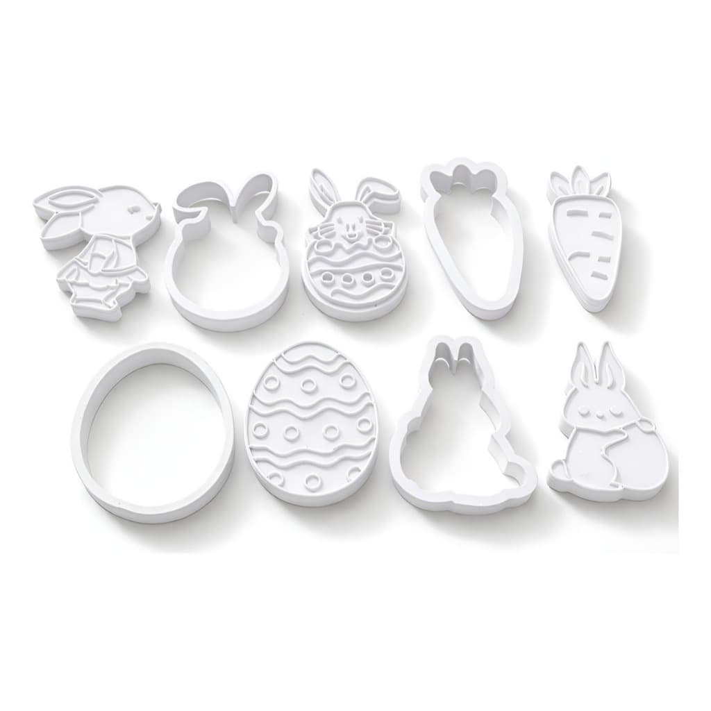 Kit 5 Cortadores de Biscoito Páscoa Peças Coelho Ovo Cenoura Confeitaria - Cortador Personalizado