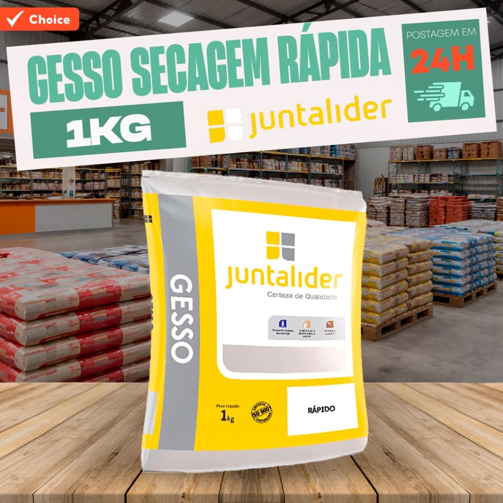 Gesso em Pó Secagem Rápida 1Kg - Juntalider