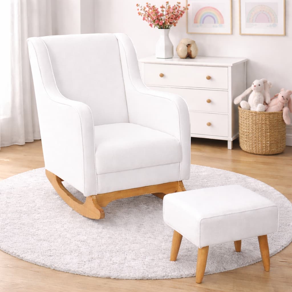 Poltrona Maitê de Amamentação com Puff – Conforto, Elegância e Momentos Inesquecíveis 💛