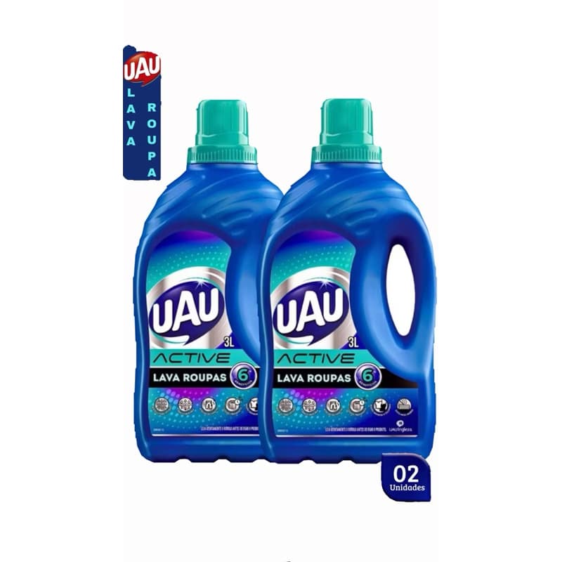 UAU 2 Lava Roupas Líquido Uau Perfumes Rosas ou Sedução 3 Lts Envio Imediato