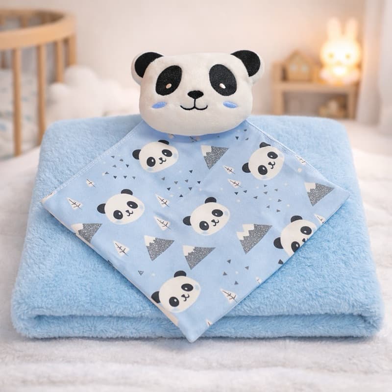 Kit Mantinha Soft com Naninha para Bebê Menino e Menina