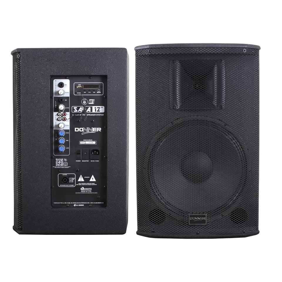 Caixa Acústica Ativa 250w Rms Donner Saga 12a Retorno / Pa Cor Preto 127/220v