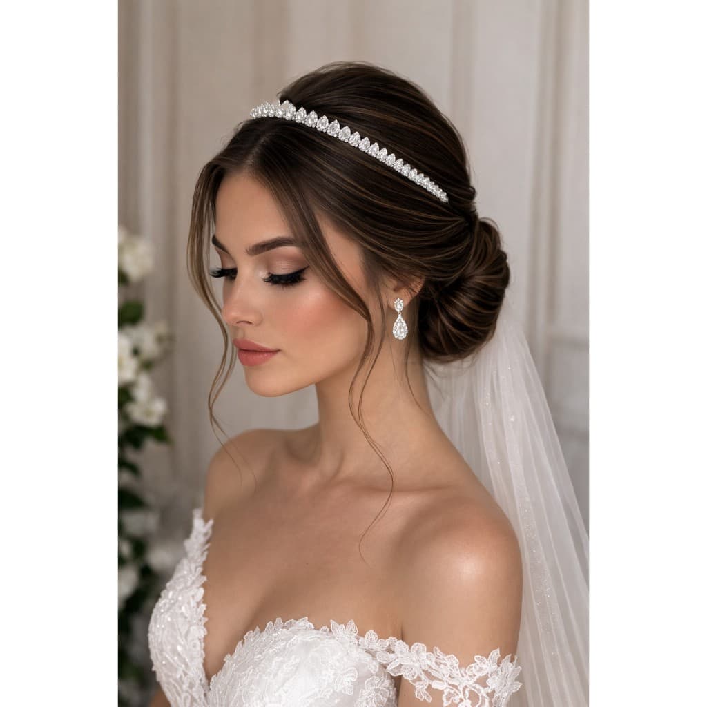 Coroa Tiara Porta Coque Zircônia Prata Prateado Noiva Festa 15 Ano Cabelo Casamento