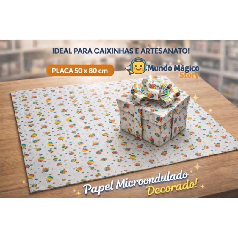 Papel Micro Ondulado Ovos de Páscoa Coloridos 50 x 80 mm. pct c/10 placas