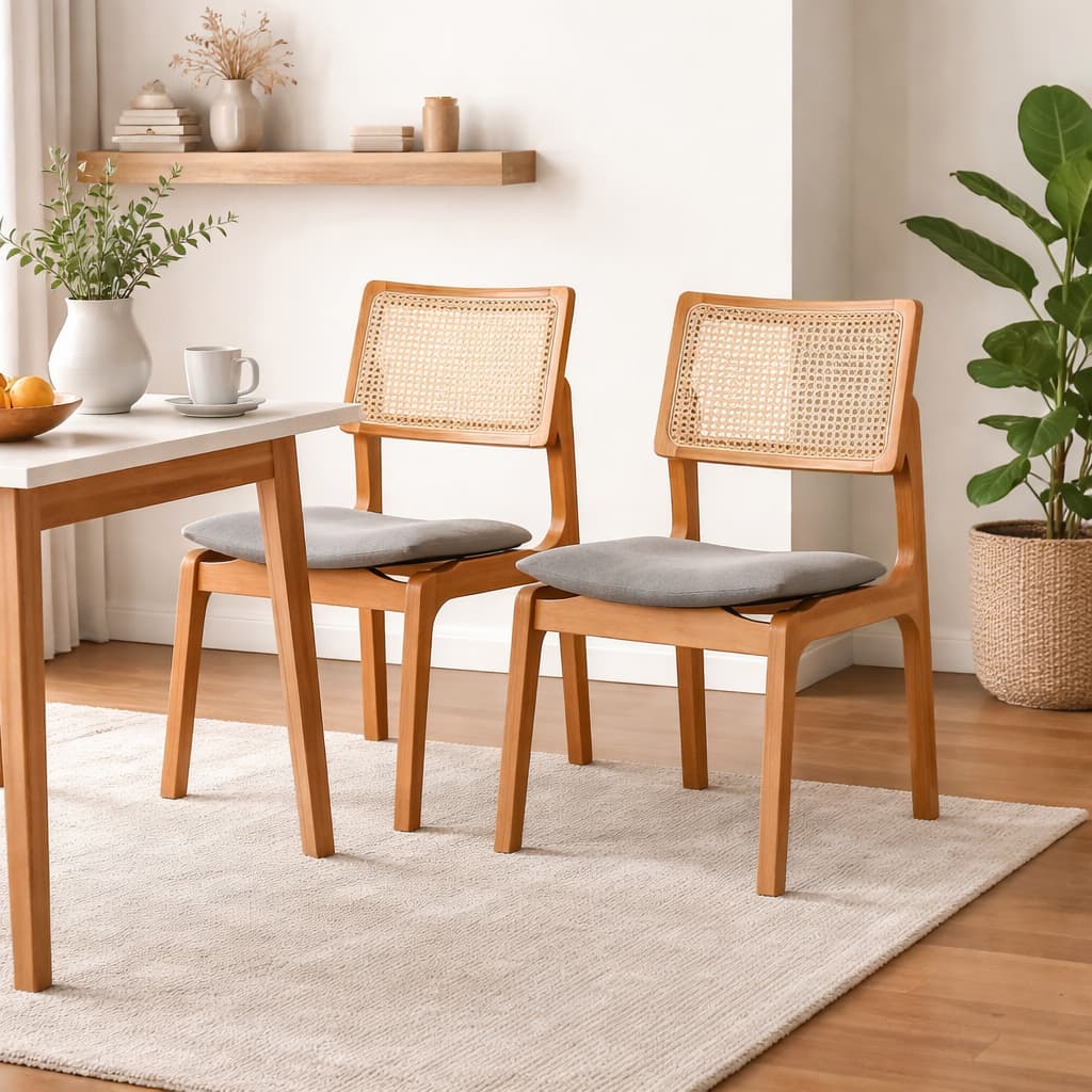 Kit 2 Com Cadeiras Área Gourmet Sala De Jantar Cadeira Madeira Maciça Linho Estofada Reforçada