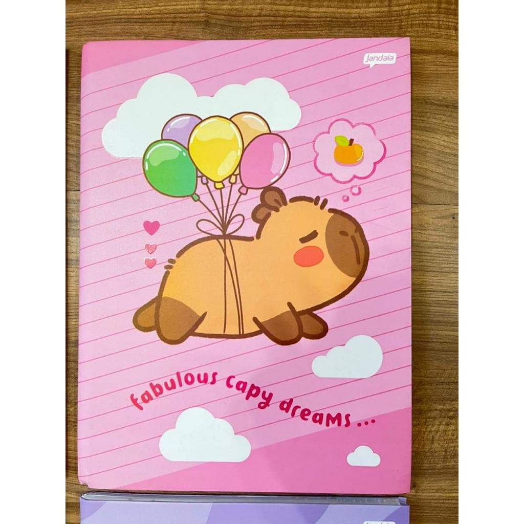 Kit 4 Caderno Infantil Capivara fofinho 80 Folhas capa dura A4 20x27,5cm Brochura Grande Escolar