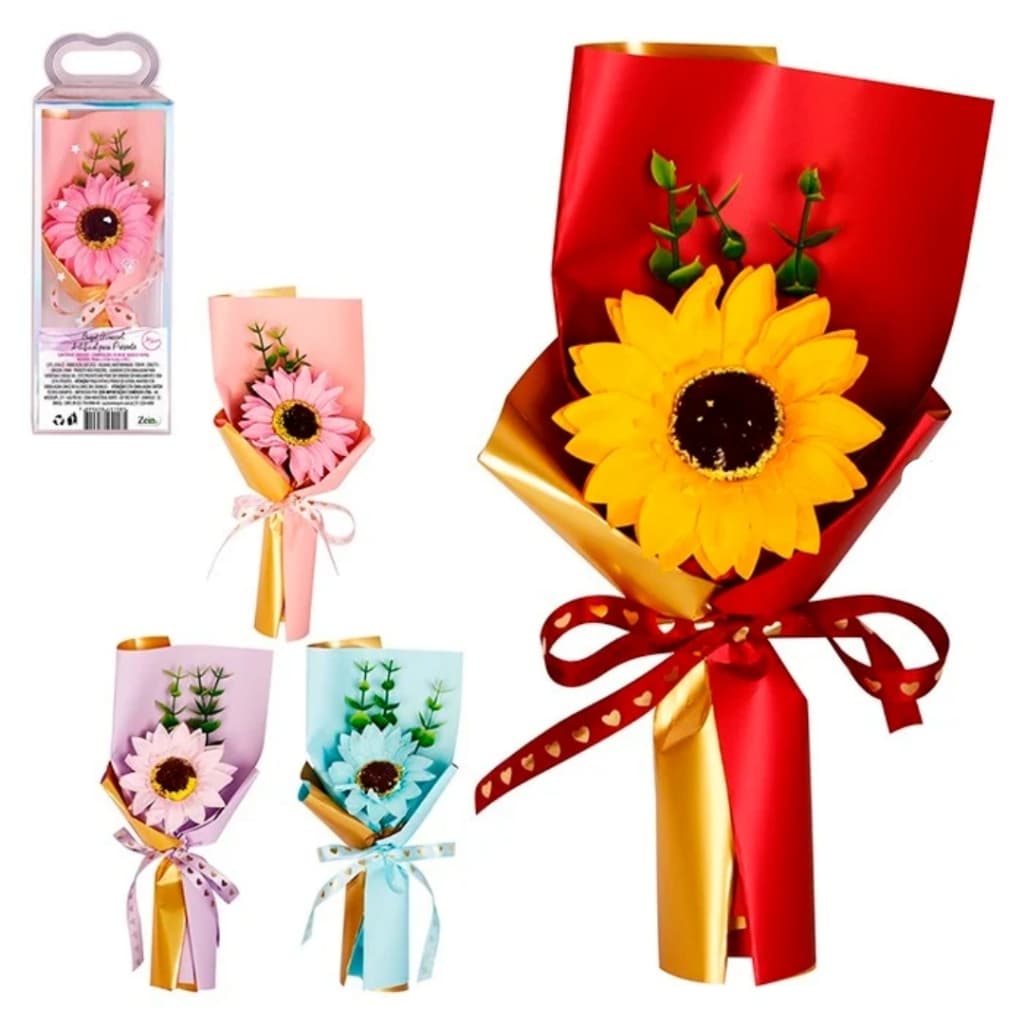 Buquê Girassol Artificial P/Presente 25cm