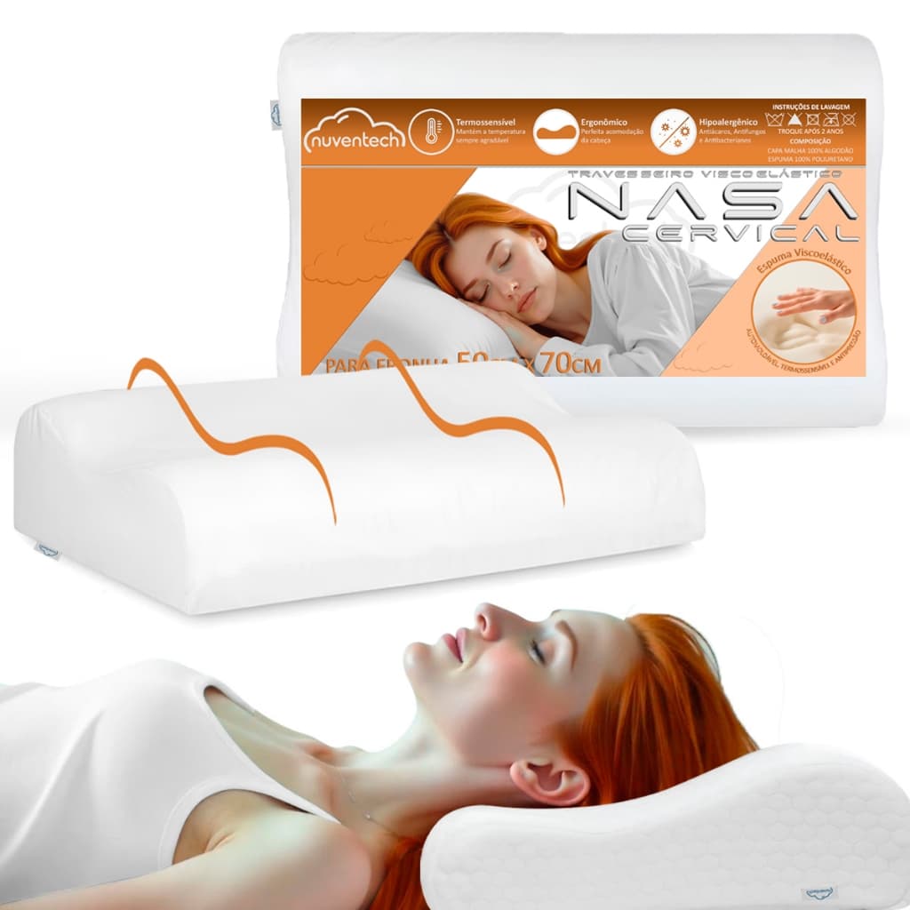 Travesseiro Nasa Viscoelástico Cervical Ortopédico Anatômico