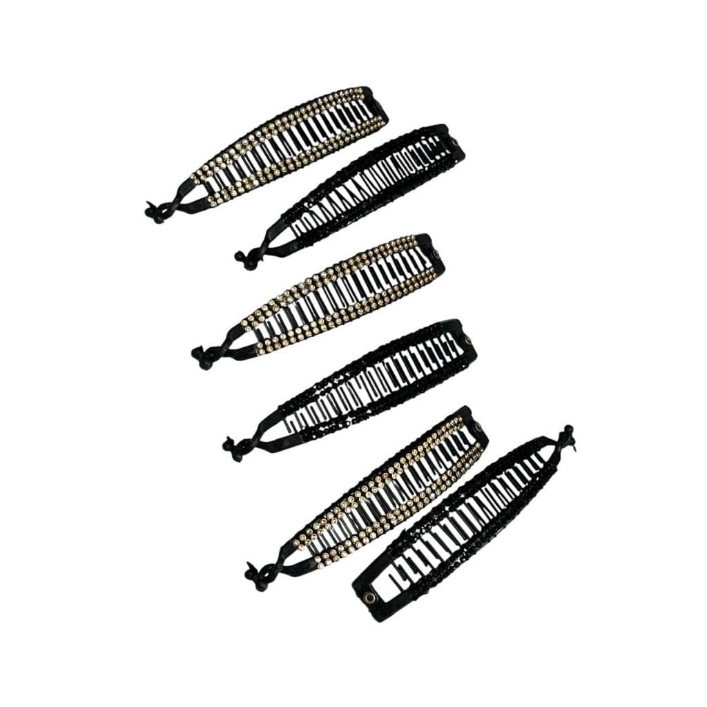 ✨ Presilha Banana com Strass Luxo | Pente de Cabelo com Trava Pregadeira Aranjo de Cabelo Enfeite.