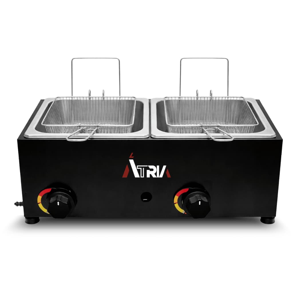 Fritadeira Aço Carbono Preta 2 Cubas Para Fritar Pastel Batata