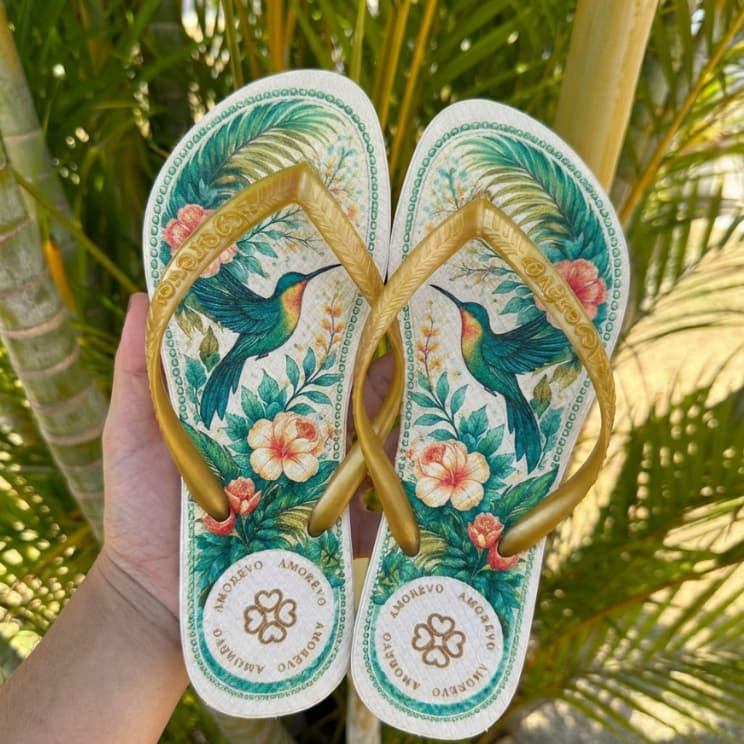 Chinelo Feminino Estampado Amorevo Alta Qualidade Macio Confortável Antiderrapante Dia a Dia