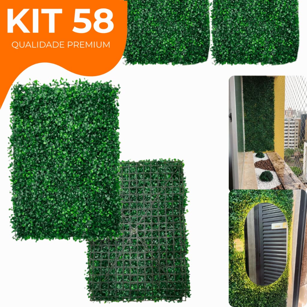 Kit 58 Placas Buchinho Grama Artificial Parede Muro Inglês Vertical Cheio