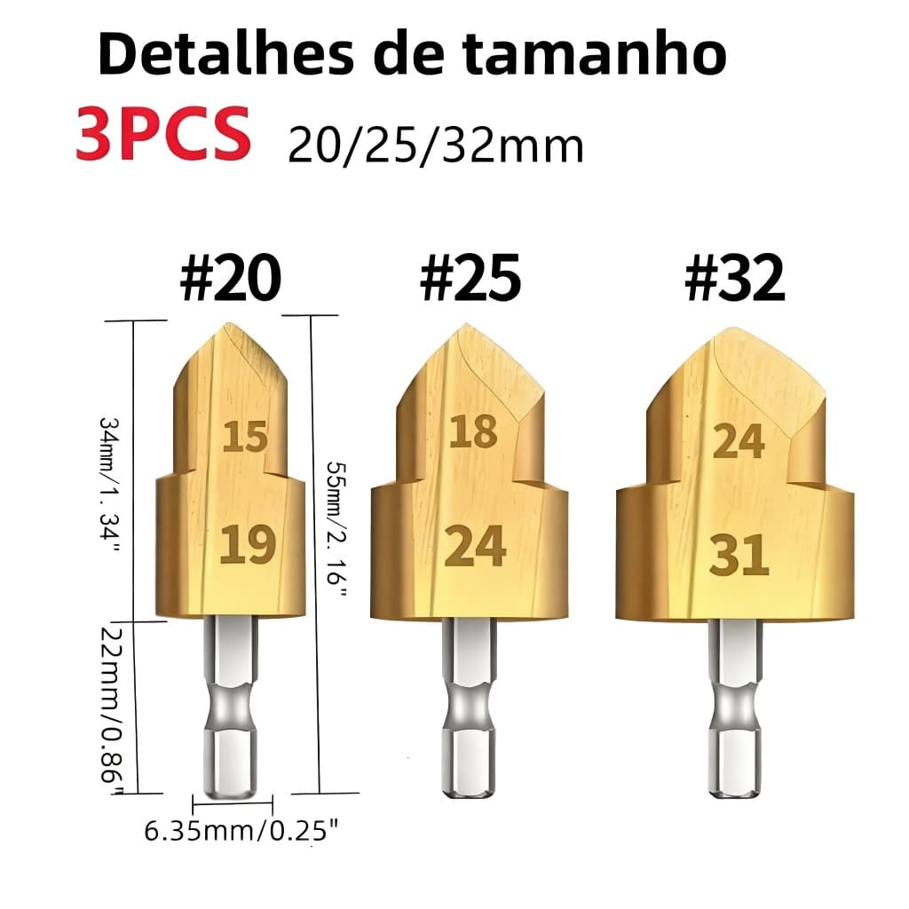 3pcs Broca Hss Hexagonal Jogo De Brocas Hexagonais Para Manutenção De Tubos De água