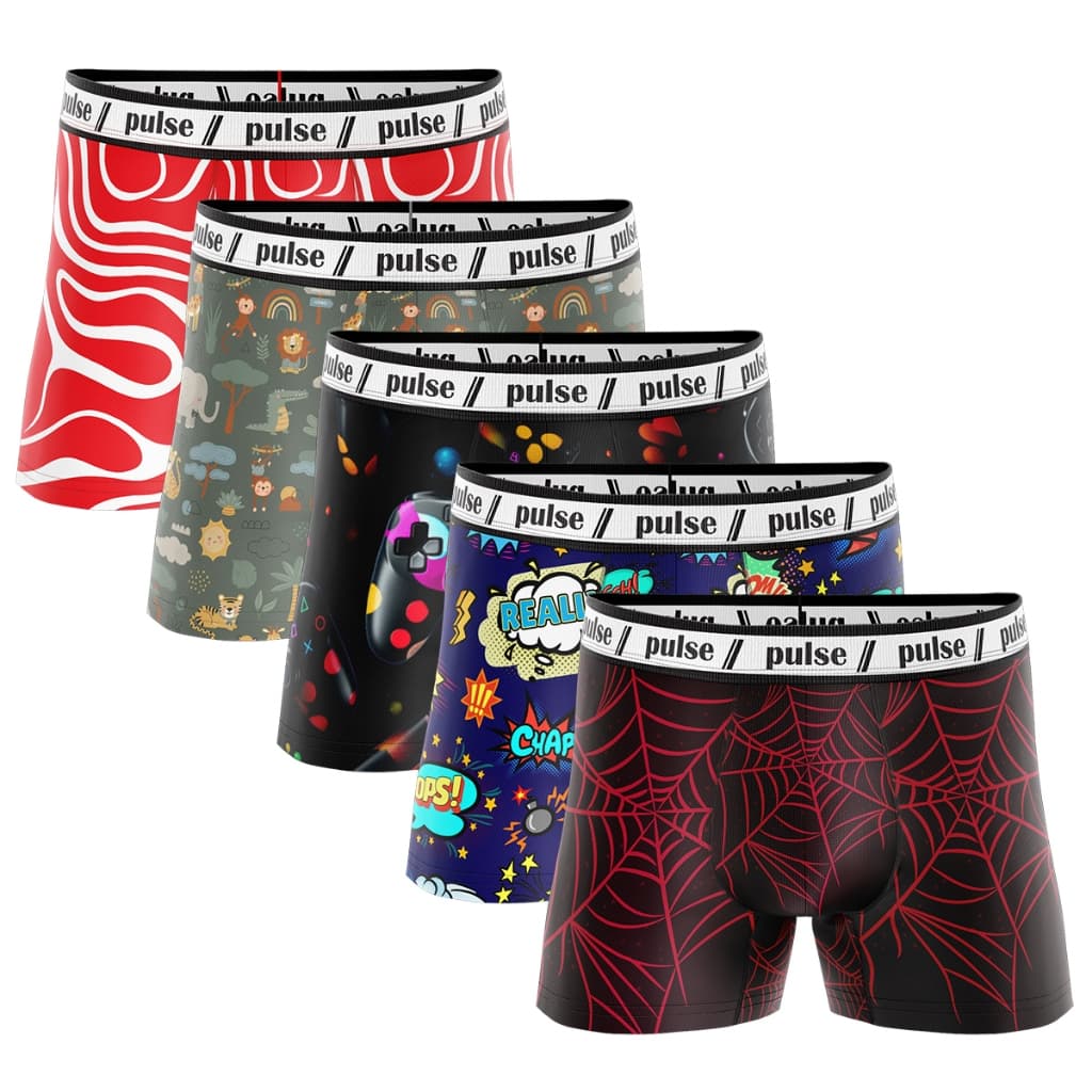 Kit 5 Cuecas Box  Boxer Infantil  criança Menino Desenho Com Forro de Algodão