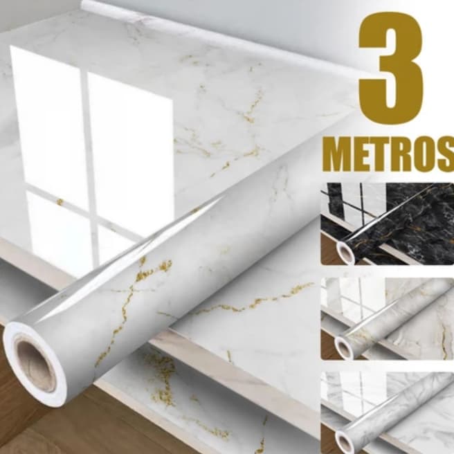 Papel de Parede Mármore Dourado Adesivo | Contact Premium p/ Cozinha, Banheiro e Sala | Envio Rápido