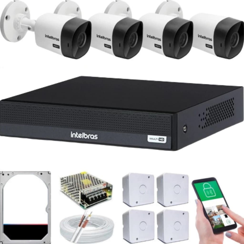 Kit Segurança 4 Câmeras Intelbras Dvr 1204c HD 500GB
