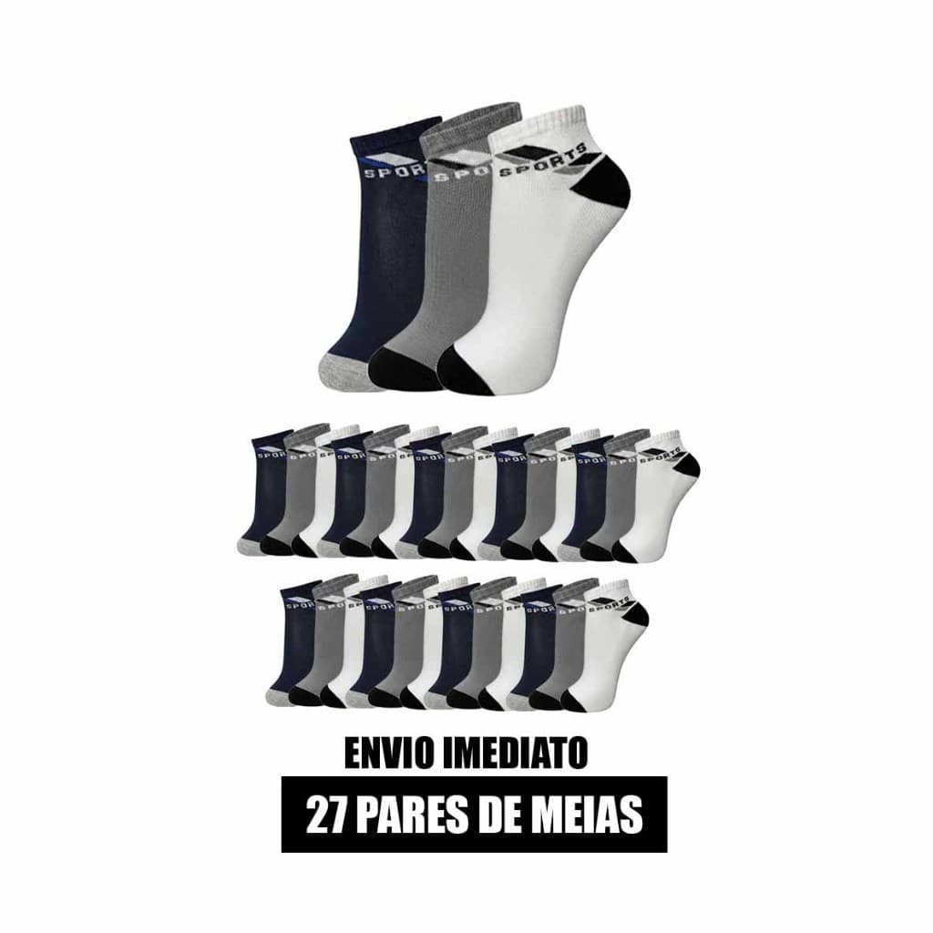Kit 12 ou 27 pares de meias modelo sports soquete