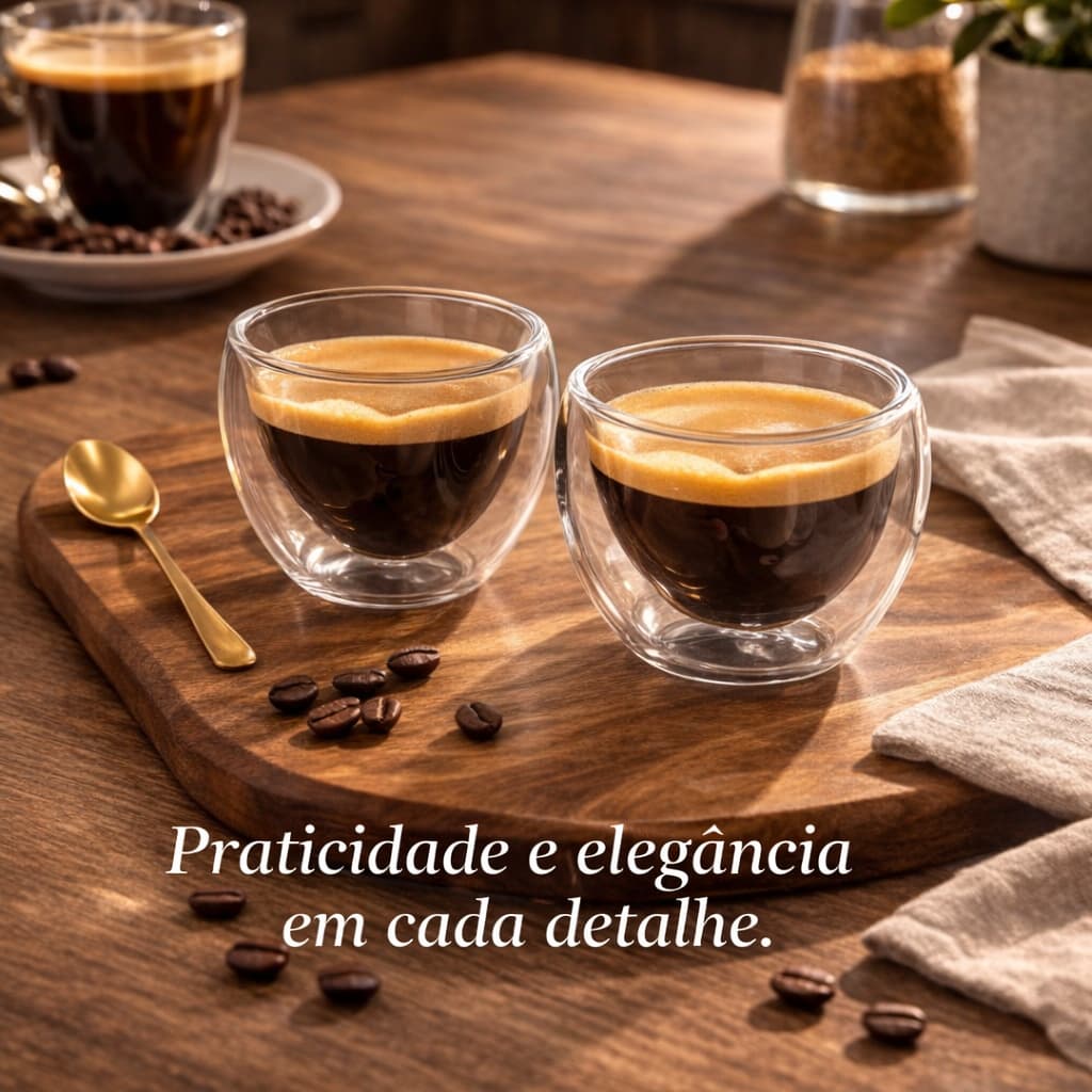 ☕ Par 2 Copos Café Coração Vidro Borossilicato Love 90ml Top