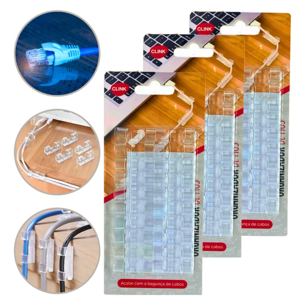 Kit 20/40/60 Organizador de Fios Organização para Mesa Computador Cabos e Fios casa Organizada