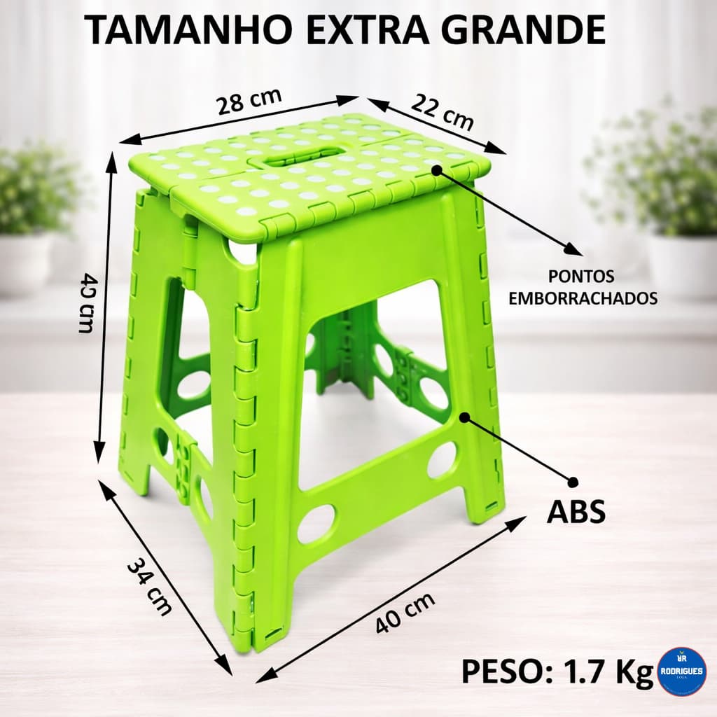 Banquinho Dobrável Banqueta Plástica Adulto 45cm Extra Grande Banco Com Alça