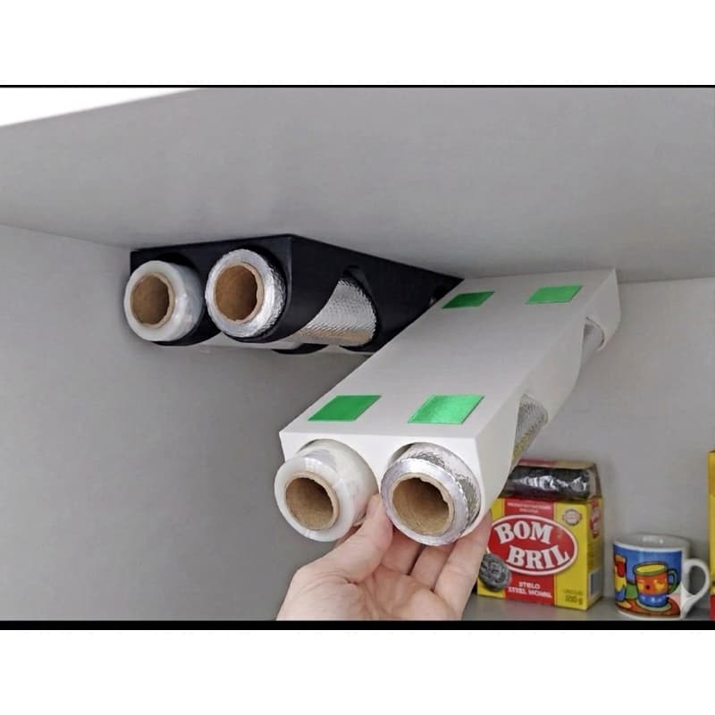 Porta Rolo Multiuso - Organizador de Plástico Filme, Alumínio e Papel Toalha