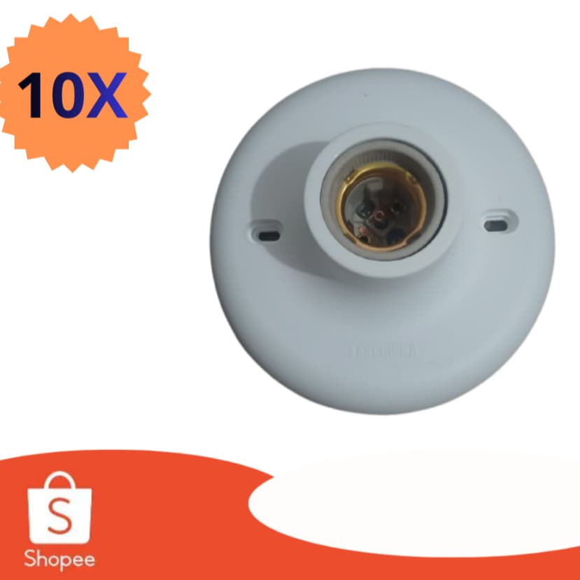Plafon E27 Bivolt BrancoKit 10 Soquetes para Lâmpada E27 com Base – Suporte para Instalação Elétrica  Kit com 10 unidade
