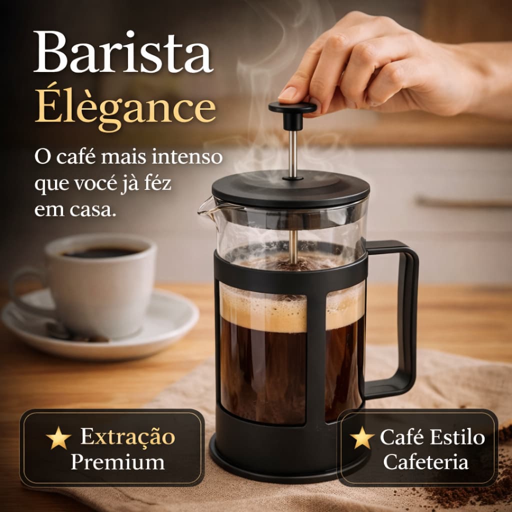 Cafeteira Francesa 300ml Barista Élégance Prensa Francesa Café Gourmet Vidro Resistente