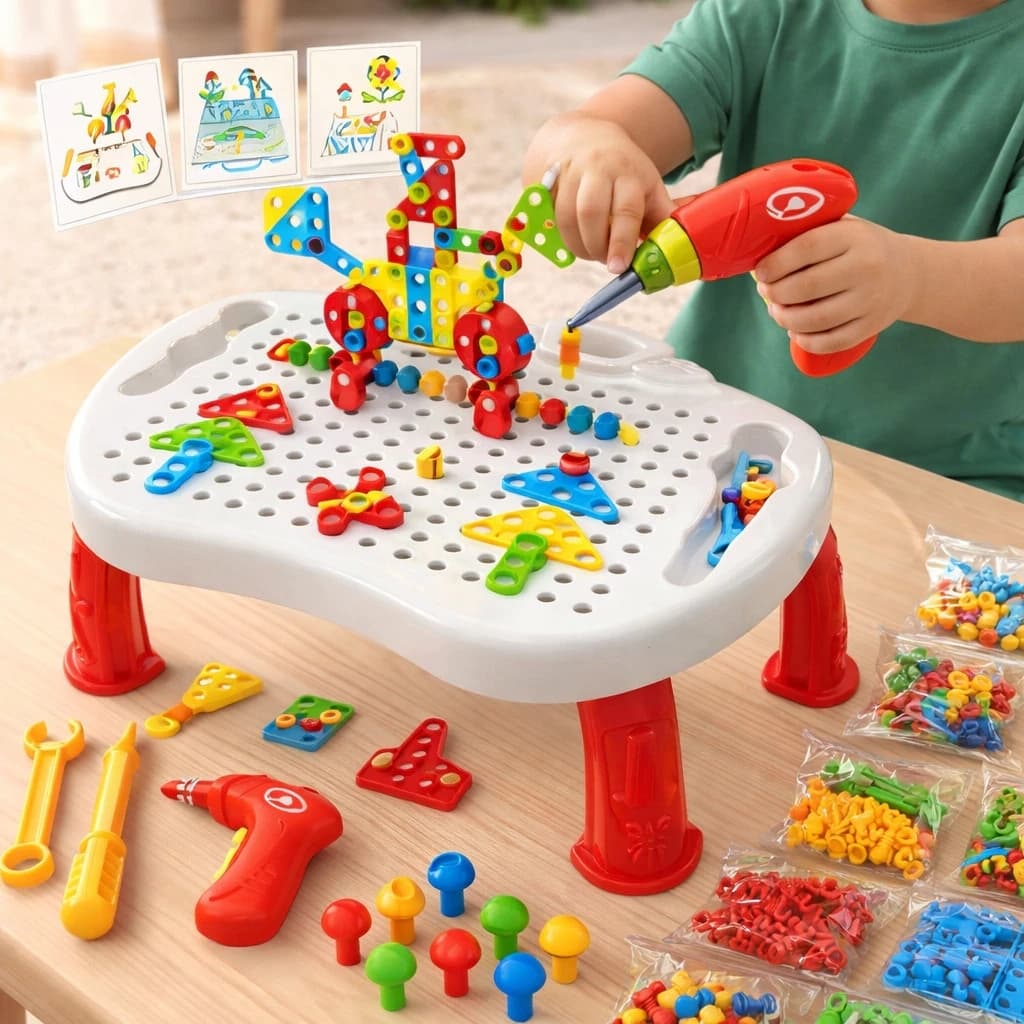 Mesa criativa infantil educativa montagem pedagógica brinquedo lúdico encaixe aprendizado desenvolvimento