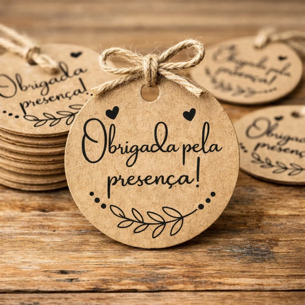 TAG AGRADECIMENTO 4CM EM PAPEL KRAFT  + FIO DE JUTA  |  ENVIO RÁPIDO!