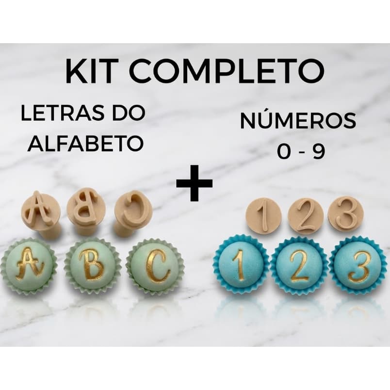 26 Letras do Alfabeto + Números 0 - 9 Carimbo Para Brigadeiro e Docinhos